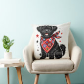 星模様の入った赤いバンダナを着た犬 クッション (椅子)