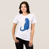 星模様の猫が青い深い トライブレンドTシャツ (正面全面)