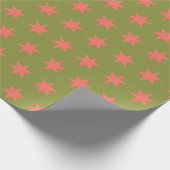 星模様トレンドカラーグリーンサンゴ ラッピングペーパー (角)