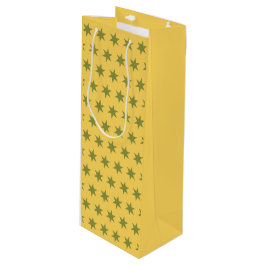 星模様トレンドカラー金ゴールド緑の黄色 ワインギフトバッグ