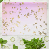 星模様ピープルパープル金ゴールド勾配 キッチンタオル (折り畳み)