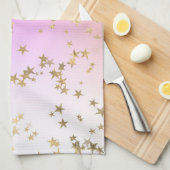 星模様ピープルパープル金ゴールド勾配 キッチンタオル (四つ折り)