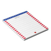 星模様、赤い白いストライプハート、並び ノートパッド (アングル)