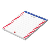 星模様、赤い白いストライプハート、並び ノートパッド (回転)