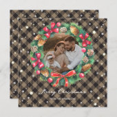 星水色クリスマスリース格子写真 シーズンカード (正面/裏面)