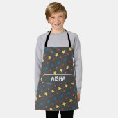 星灰色の黄色のパタミニマルーン エプロン (着用した状態)