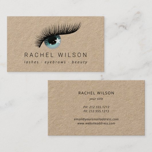 星状まつげ素朴クラフト化粧 名刺 (正面/裏面)