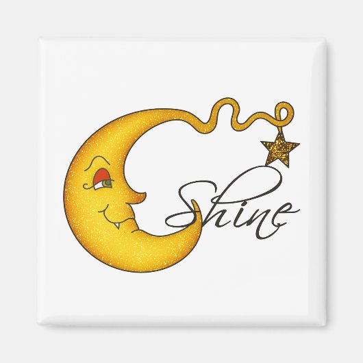 星白熱［赤熱］光を放つで月を照らす マグネット (正面)