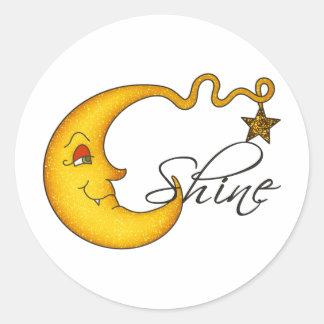 星白熱［赤熱］光を放つで月を照らす ラウンドシール