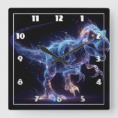 星白熱［赤熱］光を放つのように漂う恐竜 スクエア壁時計 (正面)