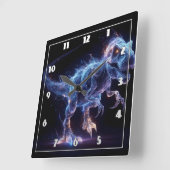 星白熱［赤熱］光を放つのように漂う恐竜 スクエア壁時計 (傾斜)