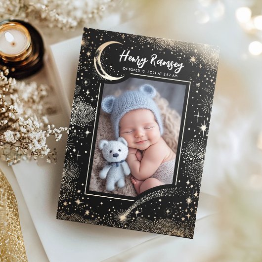 星空かわいい写真生まれたばかりの誕生 案内状