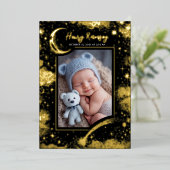 星空かわいい写真生まれたばかりの誕生 箔招待状 (立ち正面)