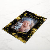 星空かわいい写真生まれたばかりの誕生 箔招待状 (回転した状態)