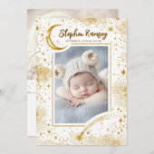 星空かわいい白い写真生まれたばかりの誕生 案内状 (正面/裏面)