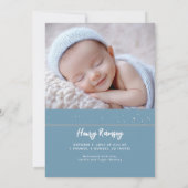 星空かわいい青い写真生まれたばかりの誕生 案内状 (裏面)