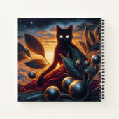 星空で作られた異世界の猫と超現実的なアートワーク ノートブック (裏面)