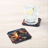 星空で作られた異世界の猫と超現実的なアートワーク ペーパーコースター (インサイチュ)