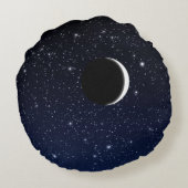 星空と三日月、ミッドナイトブルー ラウンドクッション (裏面)