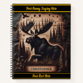 星空と夜の森にムースを彫る ノートブック (正面)