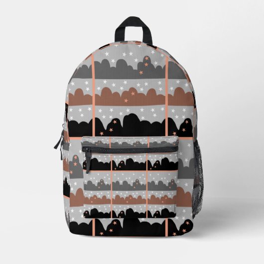 星空と木々の抽象芸術 プリントバックパック (正面)