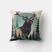 星空と様式化された森のエルク クッション (裏面)