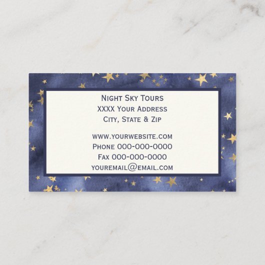 星空と金ゴールド星 名刺 (裏面)