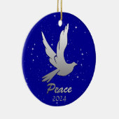 星空に対するシルバーグレーの平和 セラミックオーナメント (右)