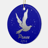 星空に対するシルバーグレーの平和 セラミックオーナメント (左)