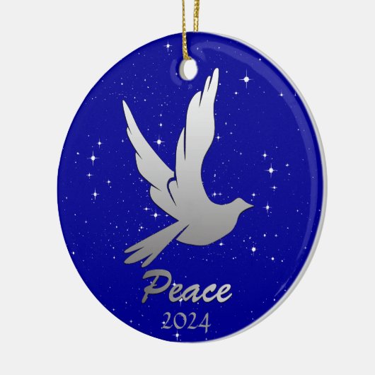 星空に対するシルバーグレーの平和 セラミックオーナメント (左)