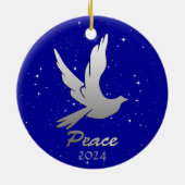 星空に対するシルバーグレーの平和 セラミックオーナメント (裏面)