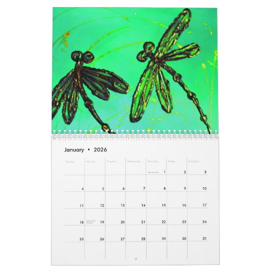 星空に浮かぶトンボ カレンダー (1月 2026)