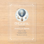 星空に浮かぶワンダフルな1歳の誕生日パーティー アクリル招待状 (正面)