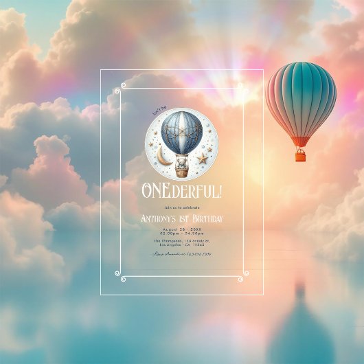 星空に浮かぶワンダフルな1歳の誕生日パーティー アクリル招待状