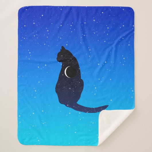 星空に浮かぶ宇宙猫 シェルパブランケット (正面)