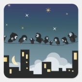 星空に浮かぶ市鳥 スクエアシール (正面)