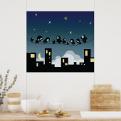 星空に浮かぶ市鳥 ポスター (キッチン)