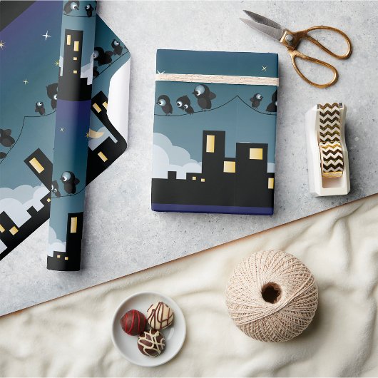 星空に浮かぶ市鳥 ラッピングペーパー