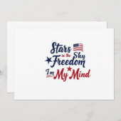 星空に自由の祝い 7月4日招待状 - 愛国的な名言 招待状 (正面/裏面)