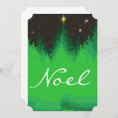 星空に輝くクリスマスの松の木 ノートカード (正面/裏面)