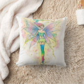 星空に輝く虹色の妖精の幻想芸術枕 クッション (ブランケット)
