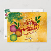 星空に金の模様のクリスマスおめでとう ポストカード (正面/裏面)