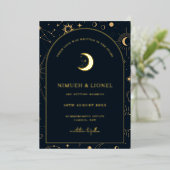 星空に願いを込めて Save the Date  フォイル 箔招待状 (立ち正面)