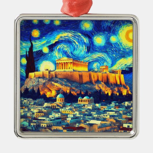 星空のアクロポリス アテネ ギリシャ メタルオーナメント (正面)