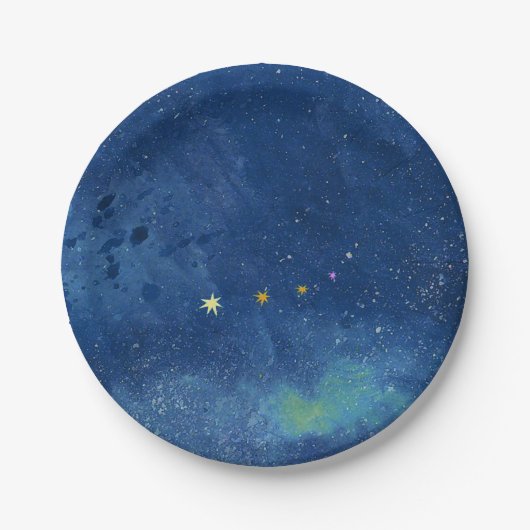  星空のイラスト  ペーパープレート (正面)