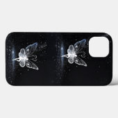星空のエレガンス:黒い背景に白い蝶 Case-Mate iPhoneケース (裏面 (横))