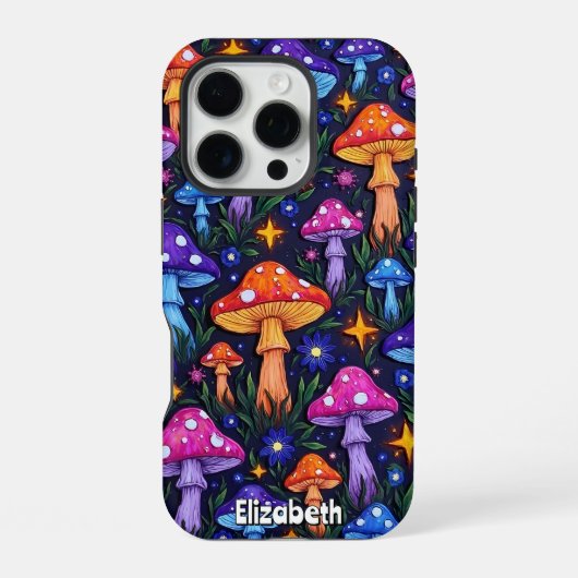 星空のキノコの野原 iPhoneケース (裏面)
