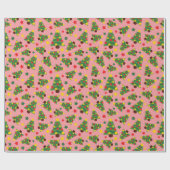 星空のクリスマスツリーとシームレスなオーナメント ラッピングペーパー (フラット)