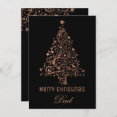 星空のクリスマスツリー黒褐色のメタリックルック シーズンカード (正面/裏面)