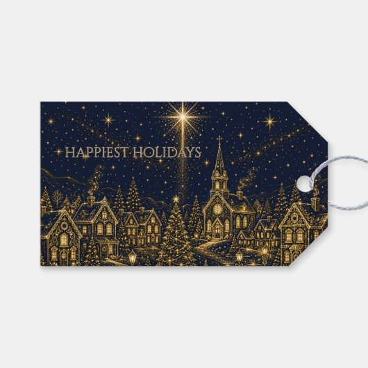 星空のクリスマス | クリスマスの村 ギフトタグ (正面(横))